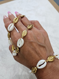 Completo conchiglie bracciale +collana in acciaio inox