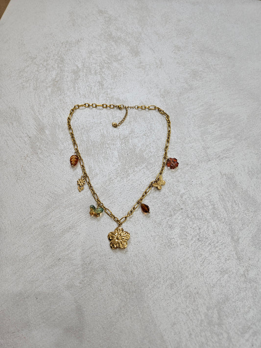 Collana farfalla con charm in acciaio inox