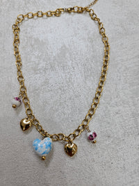 Collana charm con cuori in acciaio inox