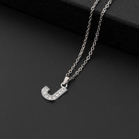 Collana a lettera in silver con zirconi in acciaio inossidabile 304