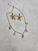 Completo collana e orecchini con charm in acciaio inox inossidabile
