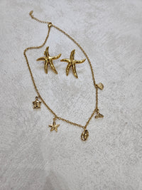 Completo collana e orecchini con charm in acciaio inox inossidabile