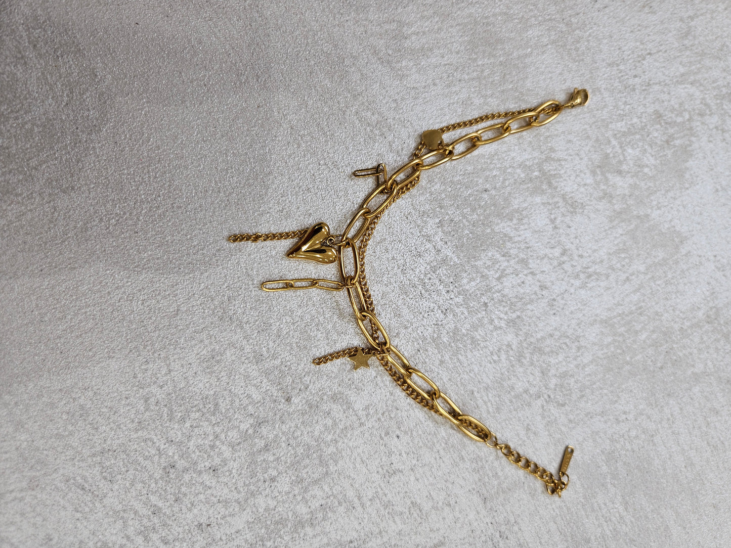 Bracciale charm in acciaio inox doppio filo