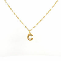 COLLANA LETTERA IN GOLD CON ZIRCONI IN ACCIAIO INOX 304