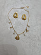 Completo collana con orecchini perle in acciaio inox