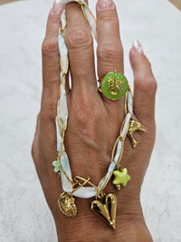 Completo anello +collana coker cuori charm acciaio inox
