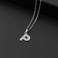 Collana a lettera in silver con zirconi in acciaio inossidabile 304