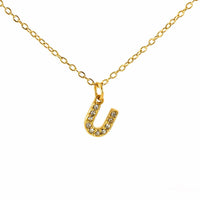 COLLANA LETTERA IN GOLD CON ZIRCONI IN ACCIAIO INOX 304