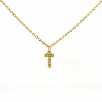 COLLANA LETTERA IN GOLD CON ZIRCONI IN ACCIAIO INOX 304