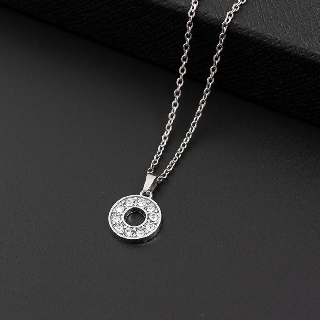 Collana a lettera in silver con zirconi in acciaio inossidabile 304