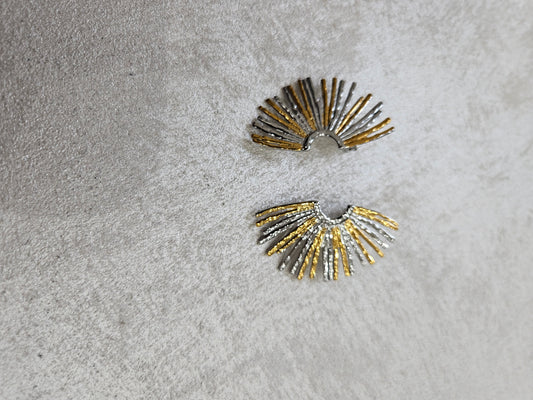 Orecchini ventaglio bicolore in acciaio inox