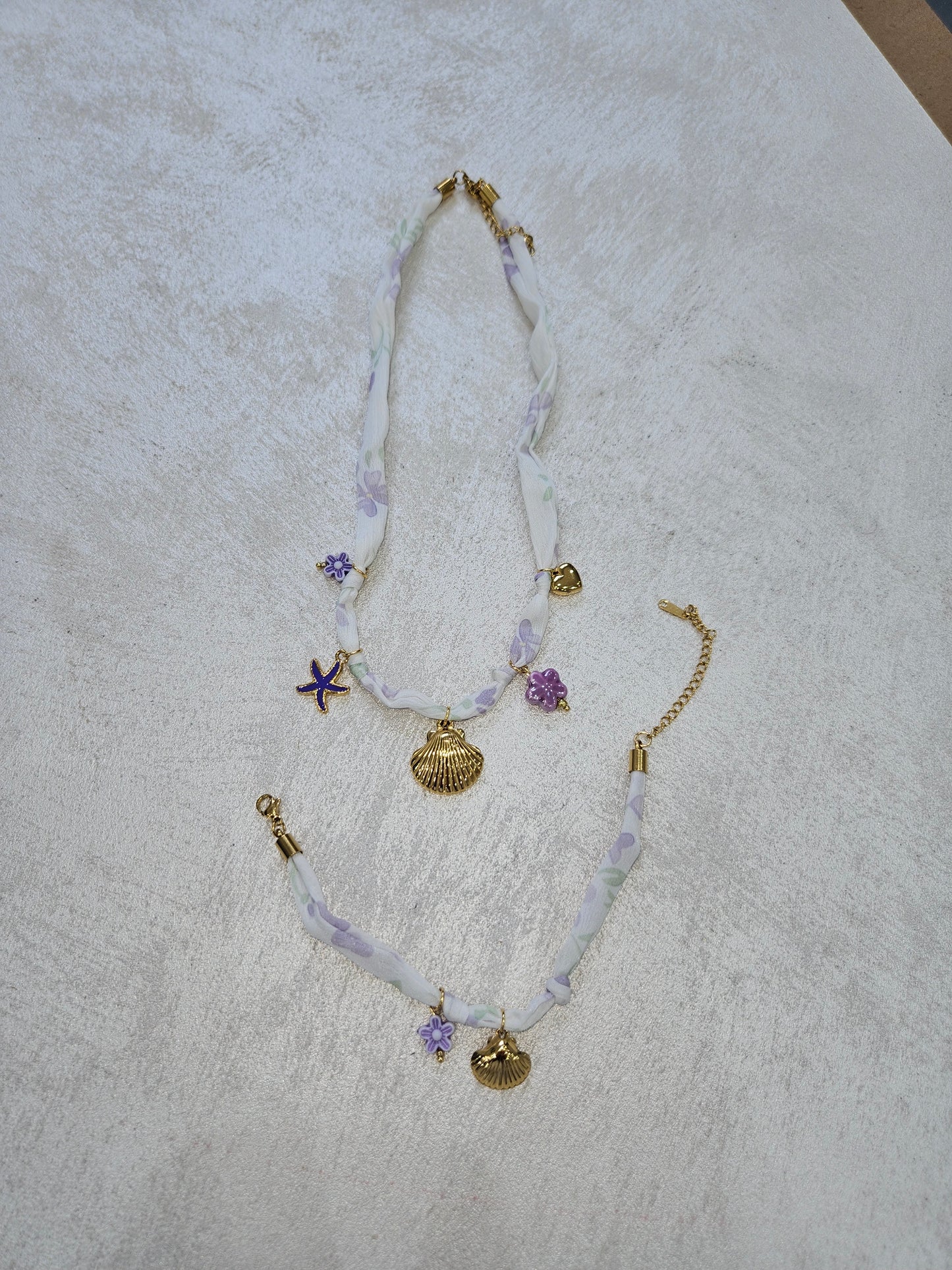Completo cocker bracciale +collana con charms acciaio inox