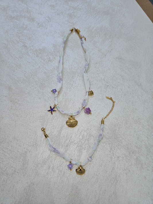 Completo cocker bracciale +collana con charms acciaio inox
