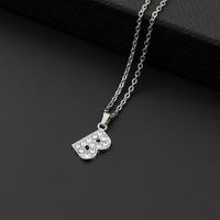 Collana a lettera in silver con zirconi in acciaio inossidabile 304