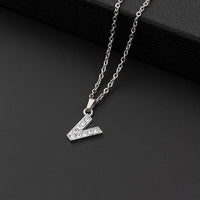 Collana a lettera in silver con zirconi in acciaio inossidabile 304