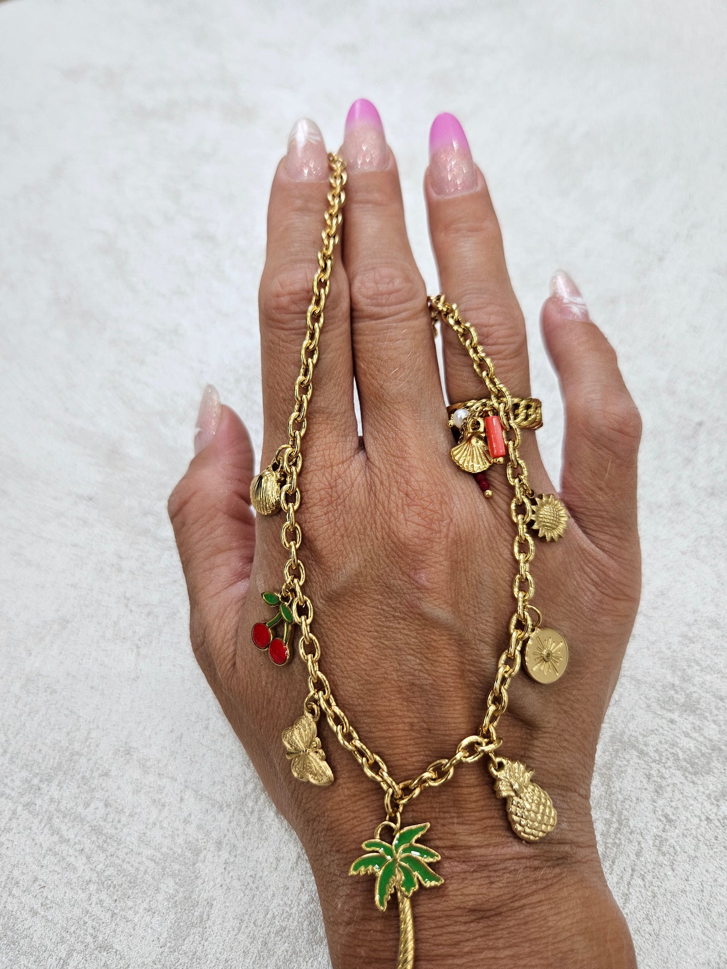 Completo charm collana +anello charm in acciaio inox inossidabile