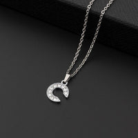 Collana a lettera in silver con zirconi in acciaio inossidabile 304