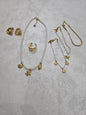 Completo oz 4 collana tris di bracciali anello e orecchini con perle in acciaio inox