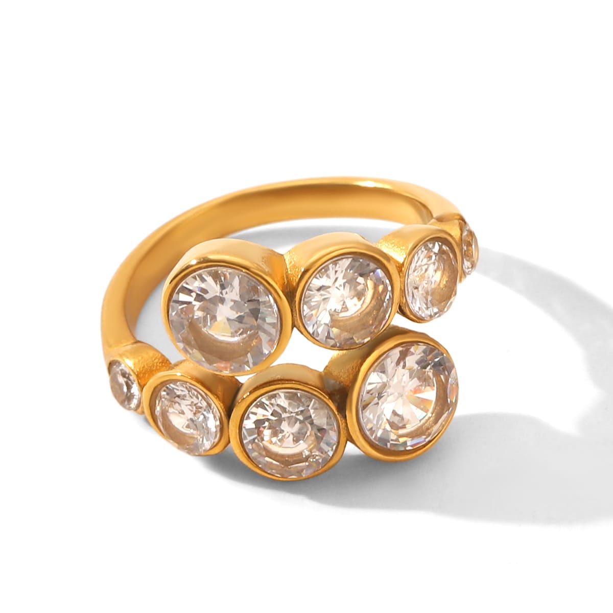 ANELLO BUBBLE ORO CON ZIRCONI IN ACCIAIO INOX 304