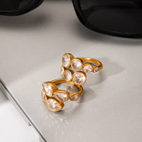 ANELLO BUBBLE ORO CON ZIRCONI IN ACCIAIO INOX 304