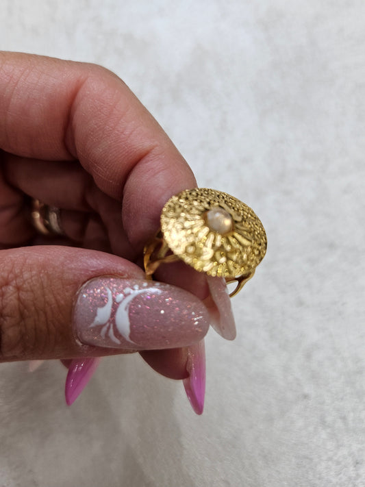 Anello pietra rosa in acciaio inox