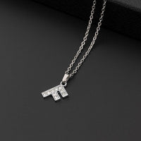 Collana a lettera in silver con zirconi in acciaio inossidabile 304