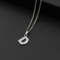 Collana a lettera in silver con zirconi in acciaio inossidabile 304