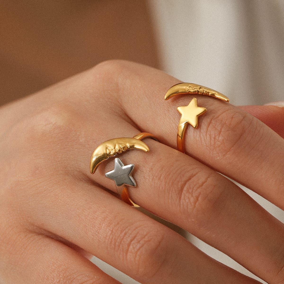 ANELLO  COSTELLAZIONI IN ORO/AREGENTO IN ACCIAIO INOX 304