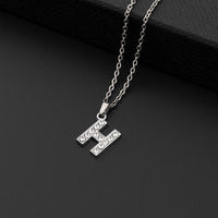 Collana a lettera in silver con zirconi in acciaio inossidabile 304