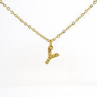 COLLANA LETTERA IN GOLD CON ZIRCONI IN ACCIAIO INOX 304