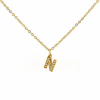 COLLANA LETTERA IN GOLD CON ZIRCONI IN ACCIAIO INOX 304