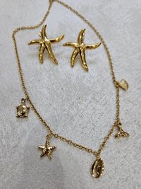 Completo collana e orecchini con charm in acciaio inox inossidabile