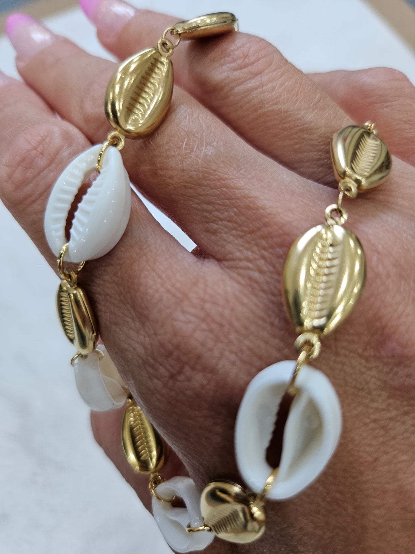 Completo conchiglie bracciale +collana in acciaio inox