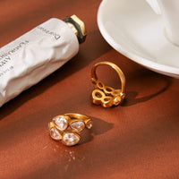 ANELLO BUBBLE ORO CON ZIRCONI IN ACCIAIO INOX 304