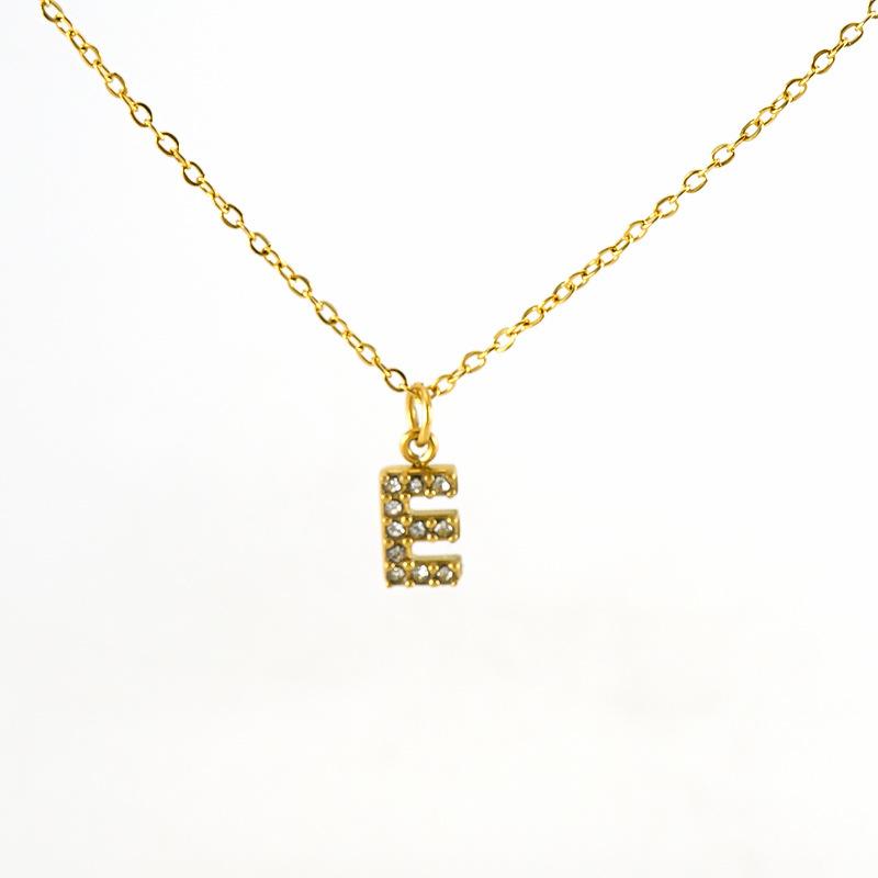 COLLANA LETTERA IN GOLD CON ZIRCONI IN ACCIAIO INOX 304