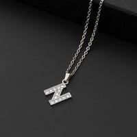 Collana a lettera in silver con zirconi in acciaio inossidabile 304