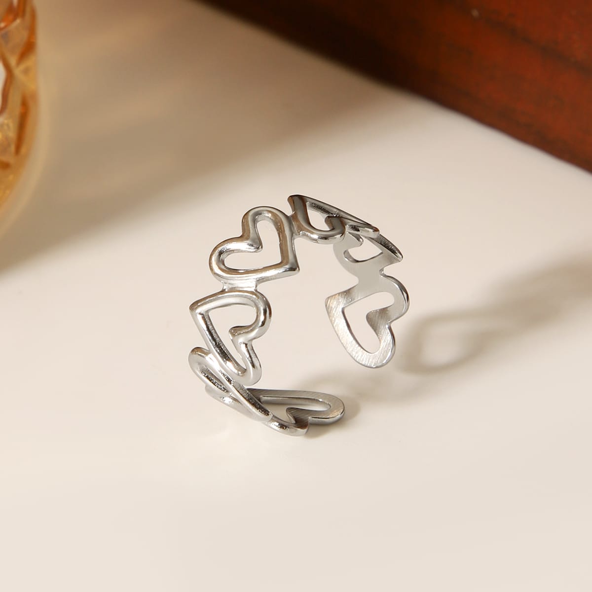 ANELLO CUORICINI IN ARGENTO ACCIAIO INOX 304