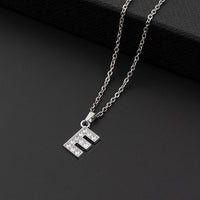 Collana a lettera in silver con zirconi in acciaio inossidabile 304