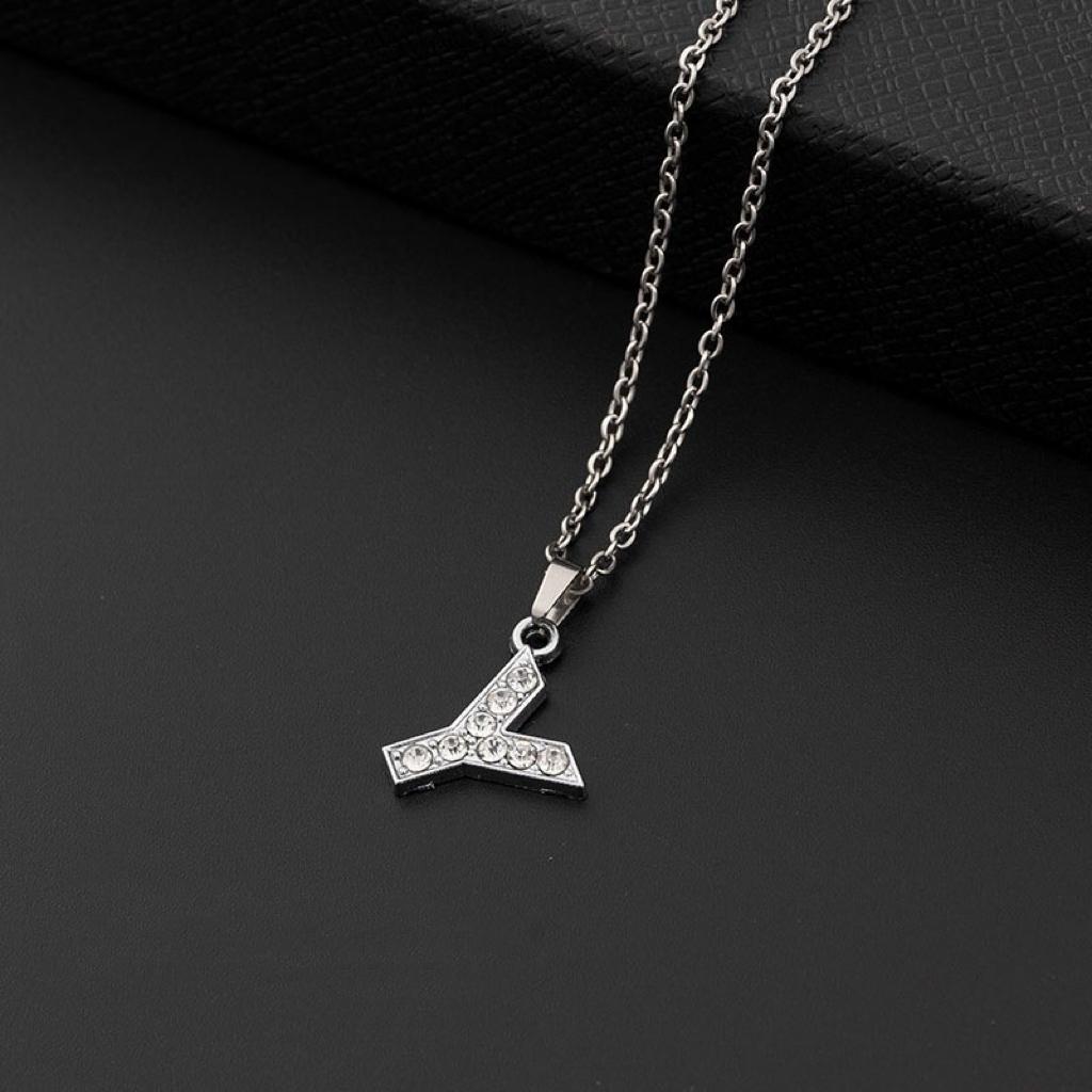 Collana a lettera in silver con zirconi in acciaio inossidabile 304