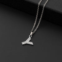 Collana a lettera in silver con zirconi in acciaio inossidabile 304