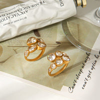 ANELLO BUBBLE ORO CON ZIRCONI IN ACCIAIO INOX 304