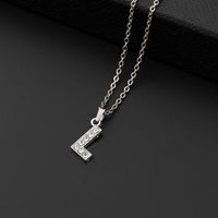 Collana a lettera in silver con zirconi in acciaio inossidabile 304