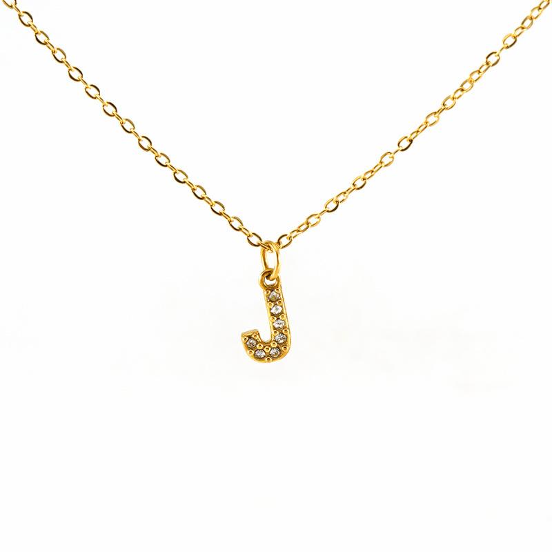 COLLANA LETTERA IN GOLD CON ZIRCONI IN ACCIAIO INOX 304