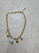 Collana charm con cuori in acciaio inox