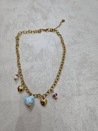 Collana charm con cuori in acciaio inox