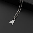 Collana a lettera in silver con zirconi in acciaio inossidabile 304