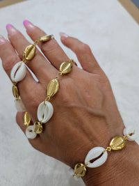 Completo conchiglie bracciale +collana in acciaio inox