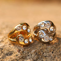 Anello Chunky silver con zirconi in acciaio inossidabile 304