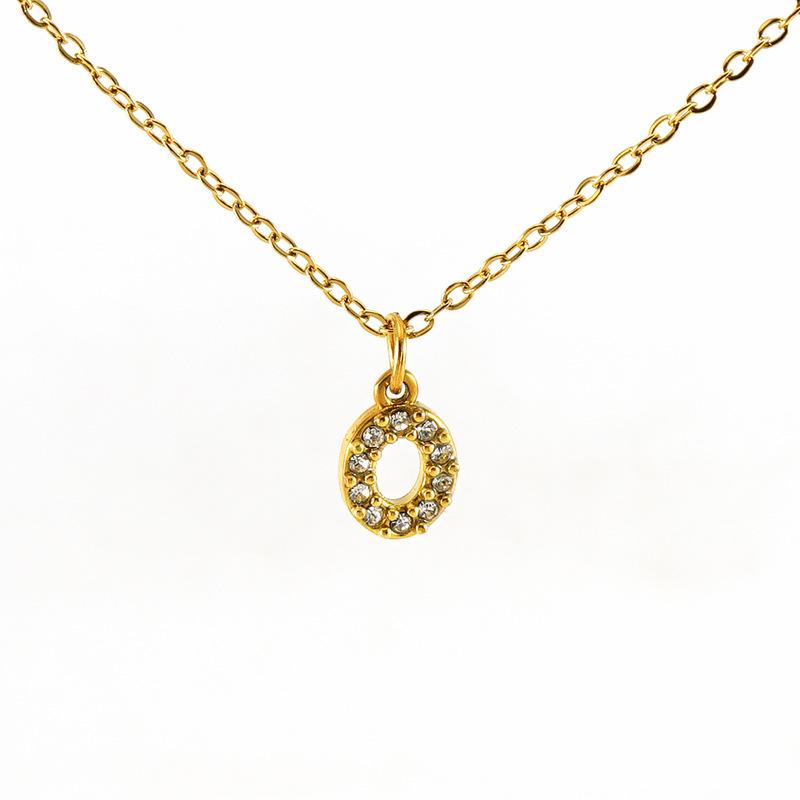 COLLANA LETTERA IN GOLD CON ZIRCONI IN ACCIAIO INOX 304