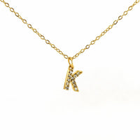COLLANA LETTERA IN GOLD CON ZIRCONI IN ACCIAIO INOX 304